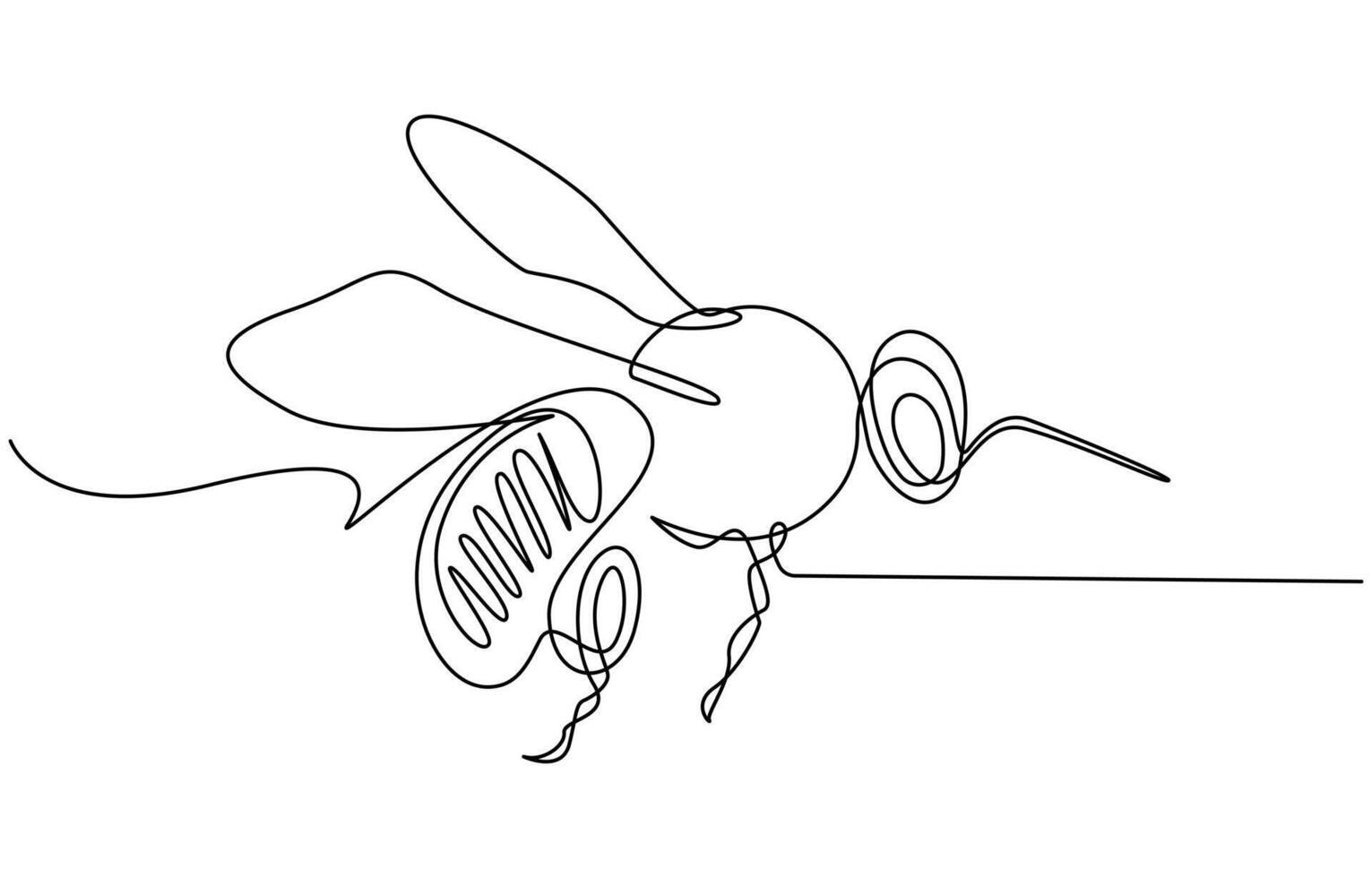 continuous line drawing of a bee flying vector