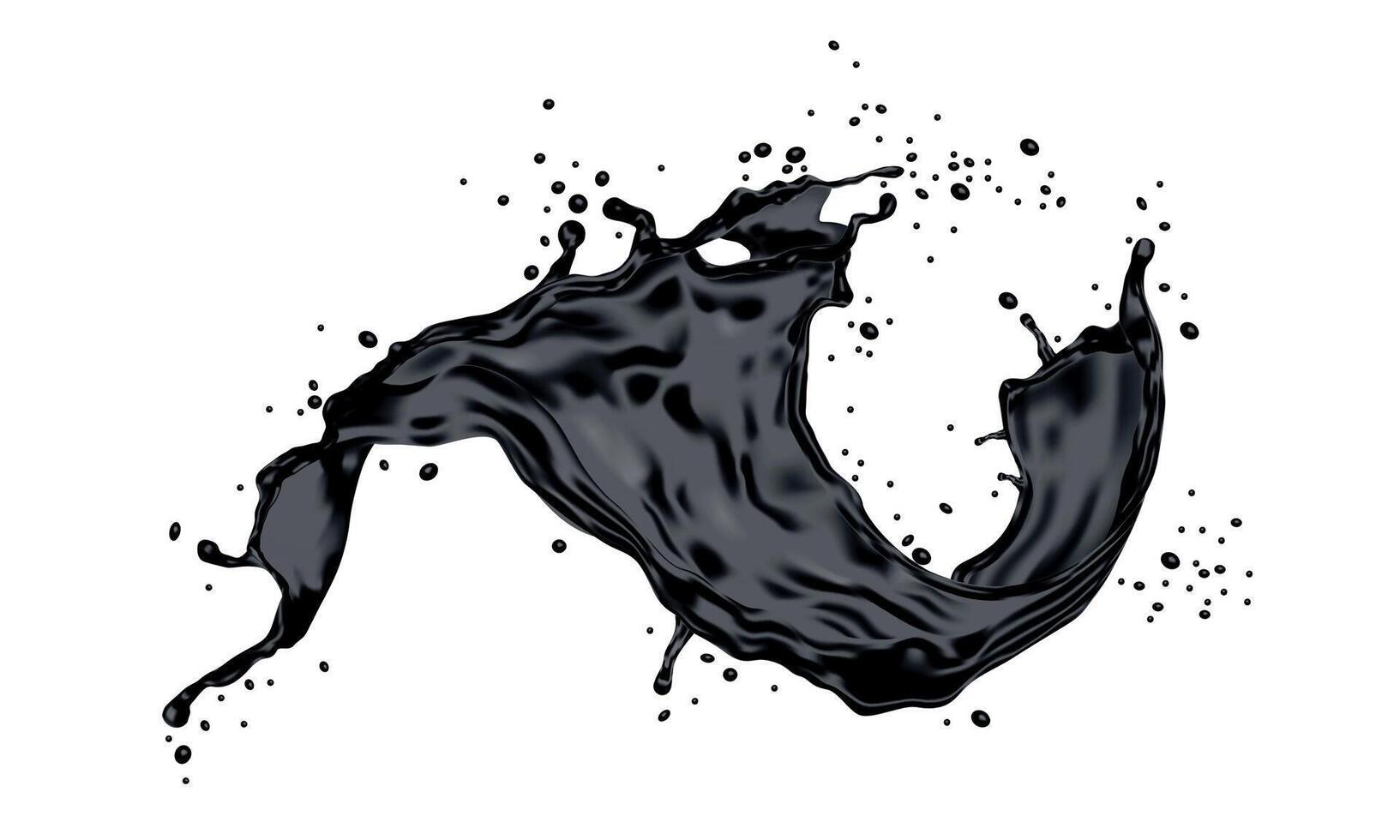 Realistic black ink splash spiral dynamic on white background vector