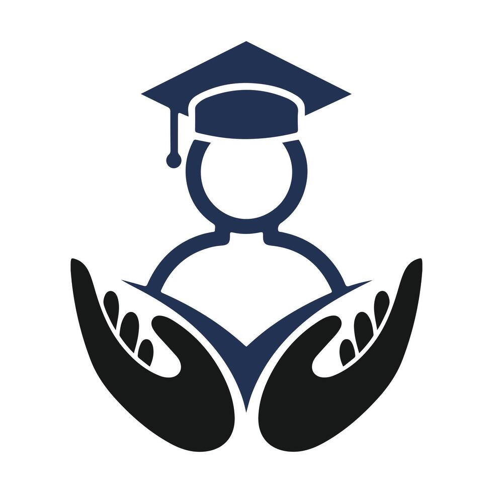 Caressing a graduating student with both hands vector