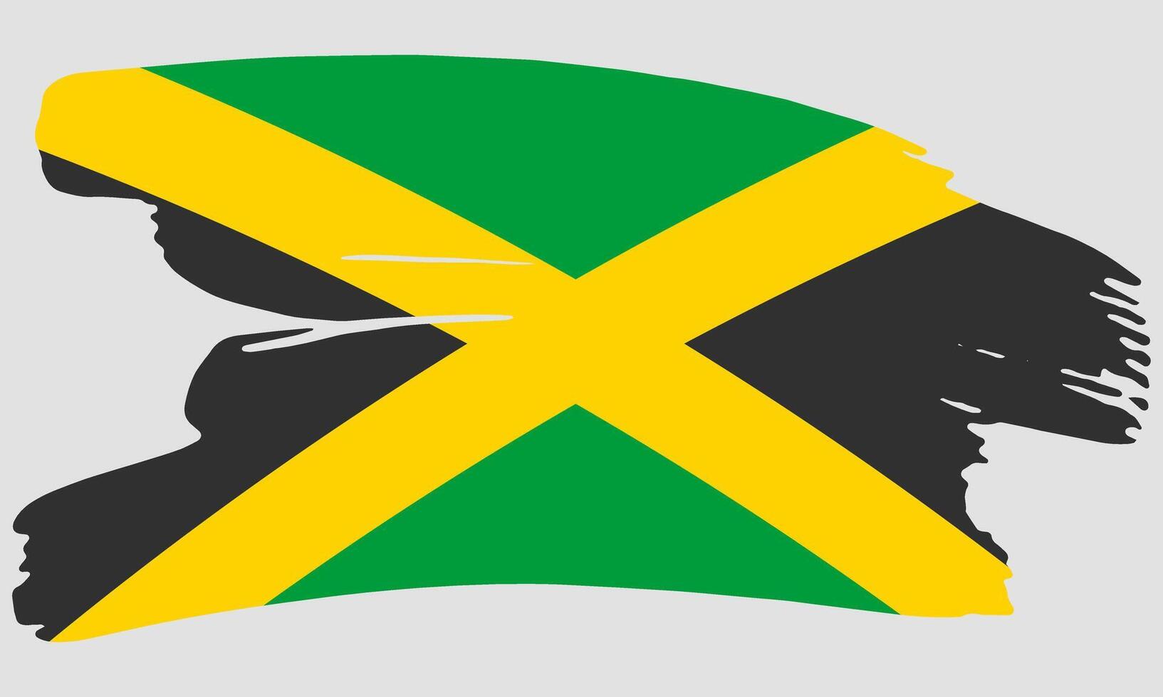 Jamaica flag brush paint texture. Grunge Jamaica flag. Jamaica emblem brush concept vector