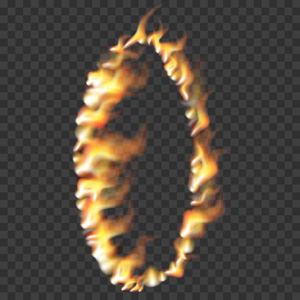Round frame made of fire. Realistic fire. Flame fire illustration. vector
