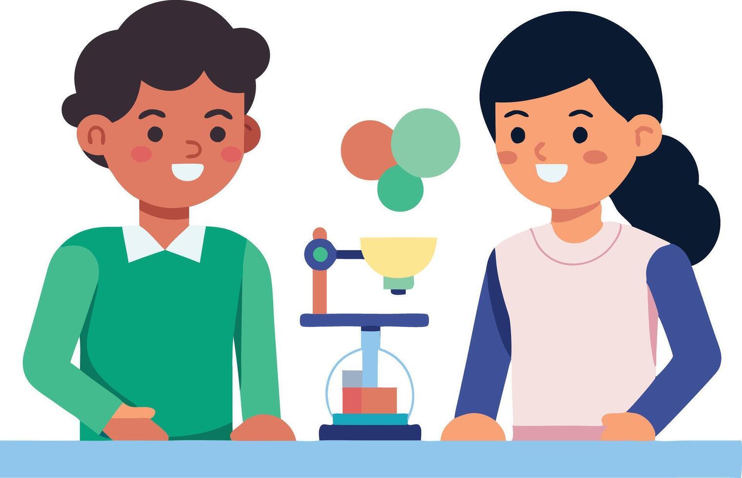 Children experimenting with a science kit vector