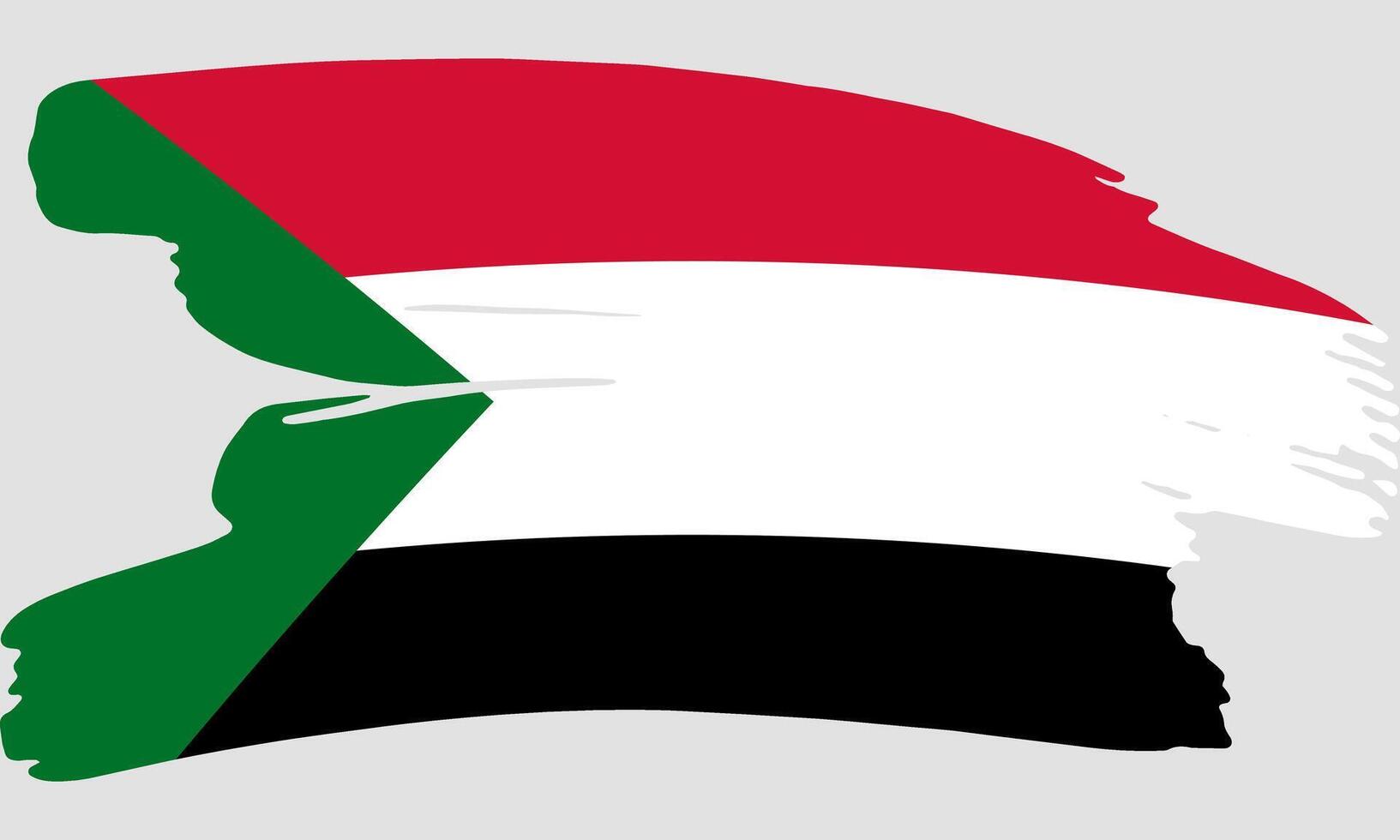Sudan flag brush paint texture. Grunge Sudan flag. Sudan emblem brush concept vector