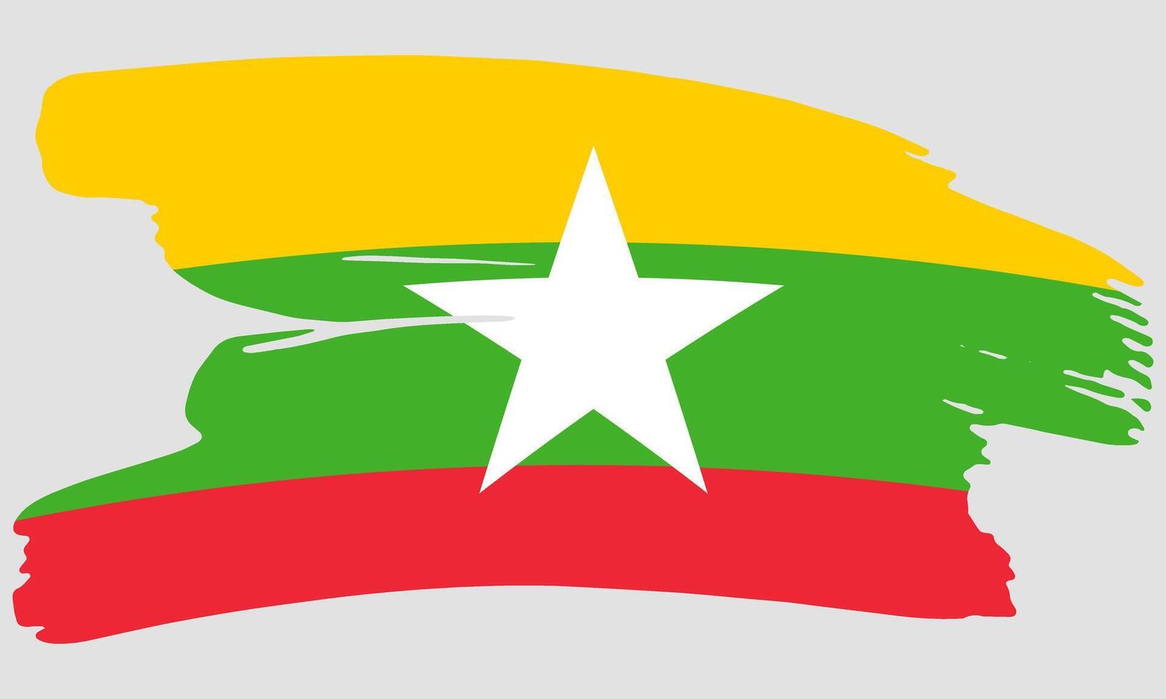 Myanmar flag brush paint texture. Grunge Myanmar flag. Myanmar emblem brush concept vector