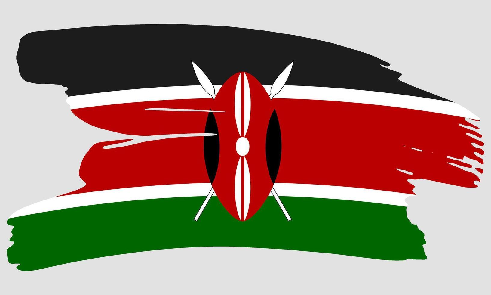 Kenya flag brush paint texture. Grunge Kenya flag. Kenyan emblem brush concept vector