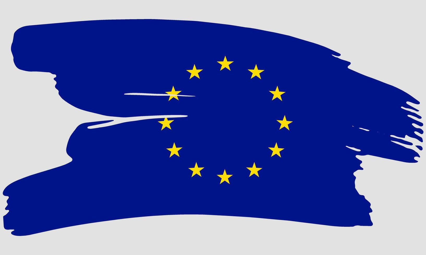 European Union flag brush paint texture. Grunge EU flag. Europa emblem brush concept vector