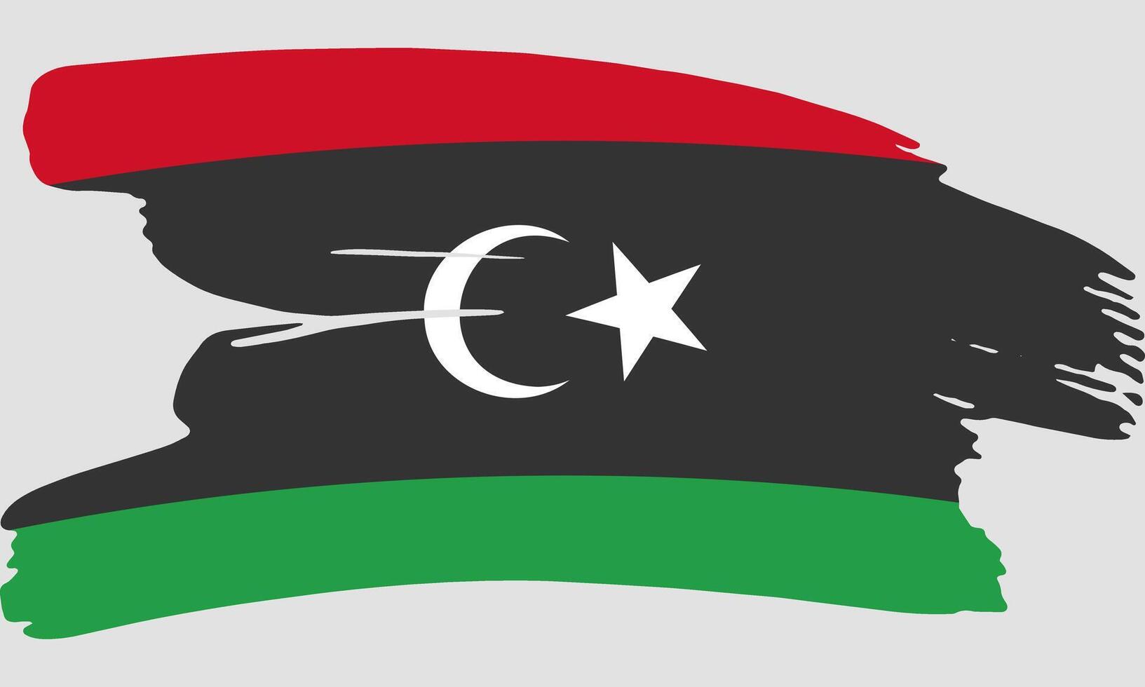 Libya flag brush paint texture. Grunge Libya flag. Libyan emblem brush concept vector