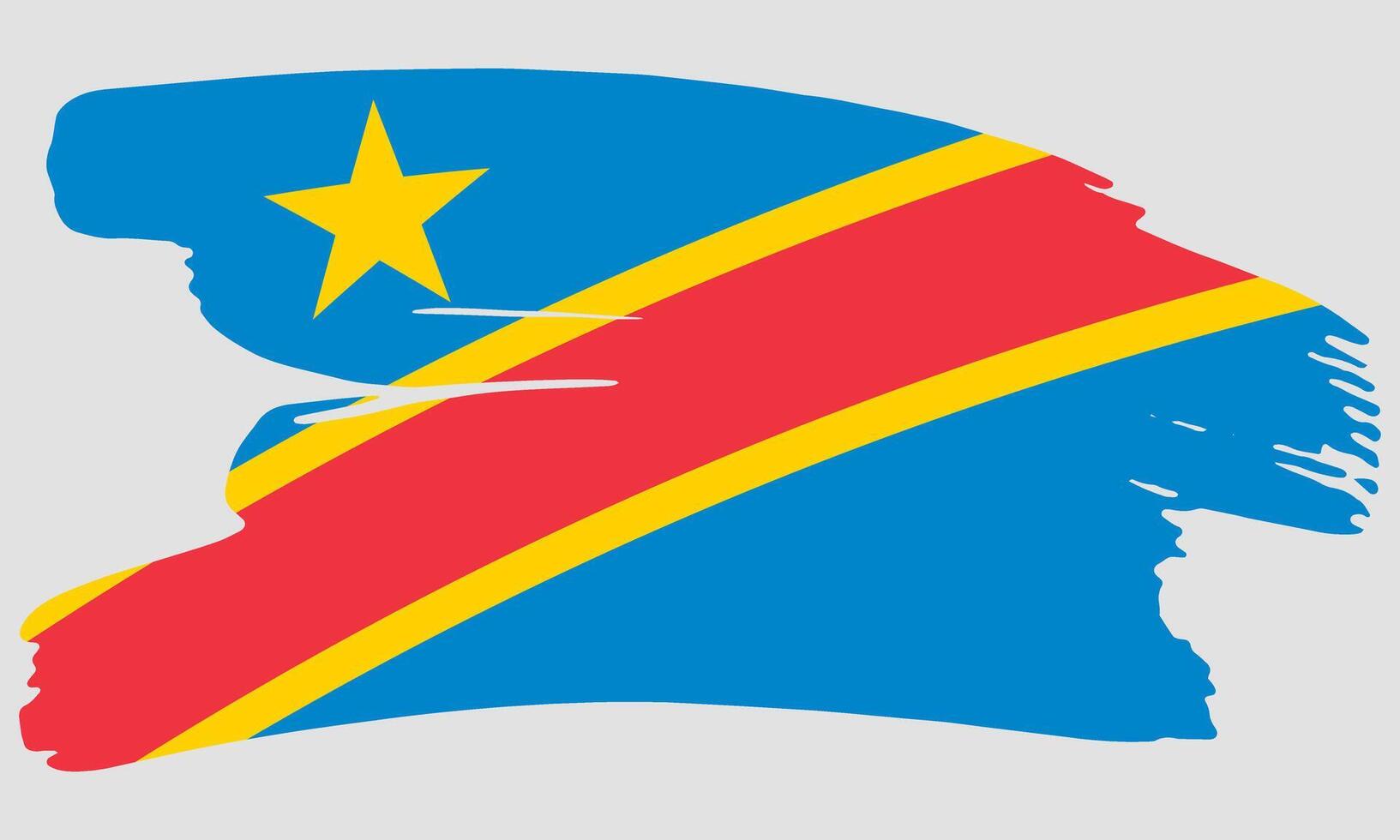 Democratic Republic Congo flag brush paint texture. Grunge DRC flag. Congo emblem brush concept vector