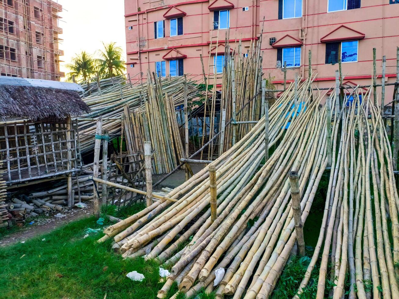 Packed strips of bamboo on display for selling purposes tropical vermin polymer photo