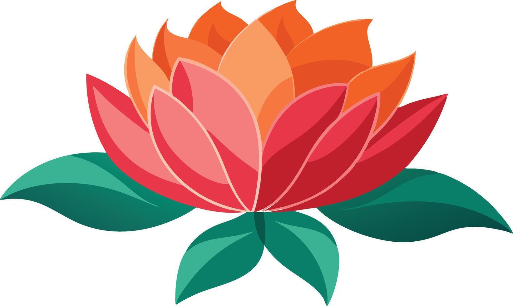 Bright lotus flower illustration with vibrant petals and green leaves vector