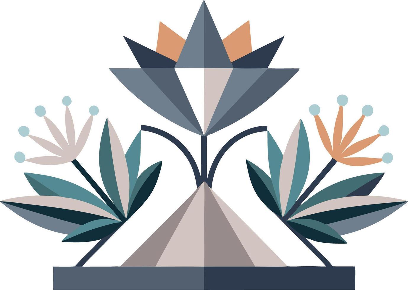 Stylized illustration of geometric flowers arranged in a symmetrical design vector