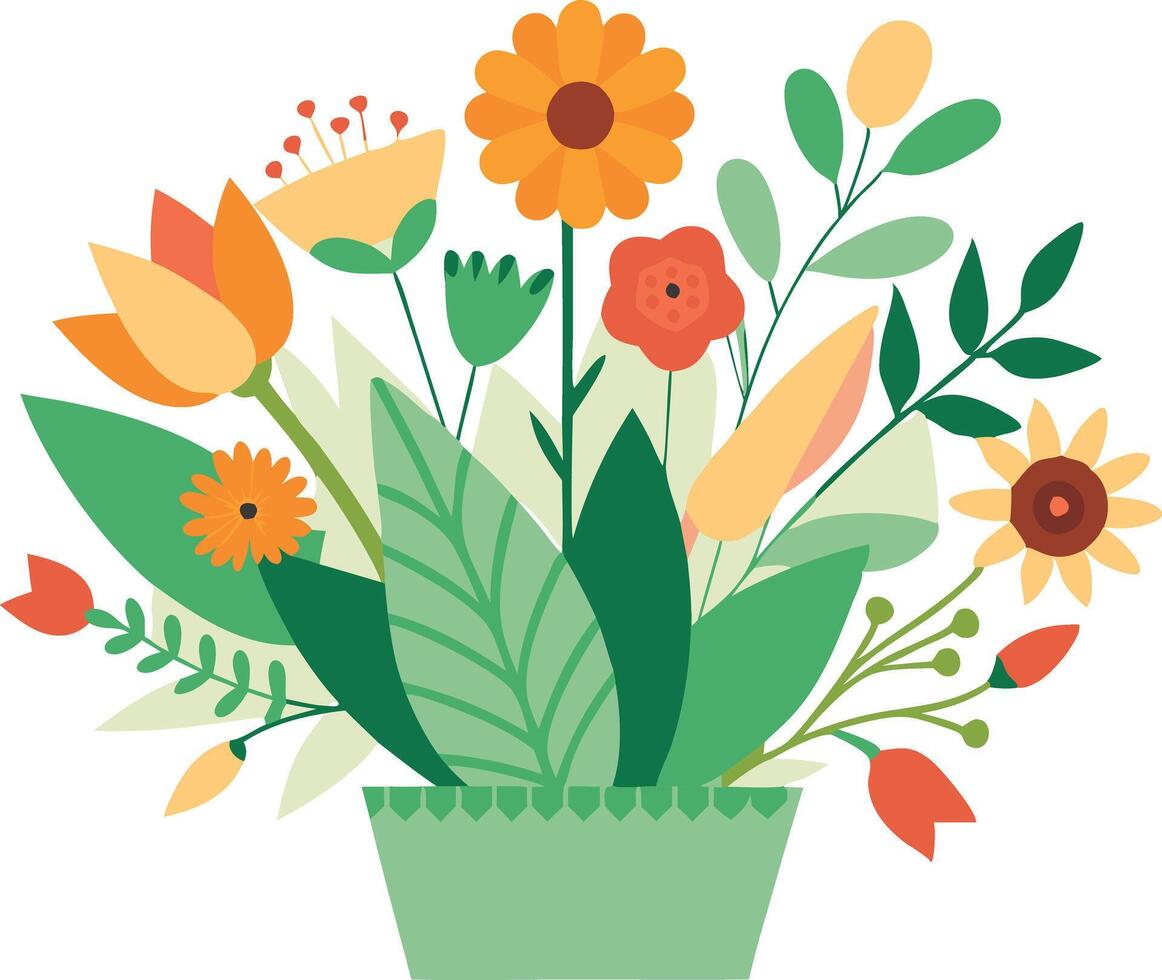 A vibrant bouquet of assorted flowers vector