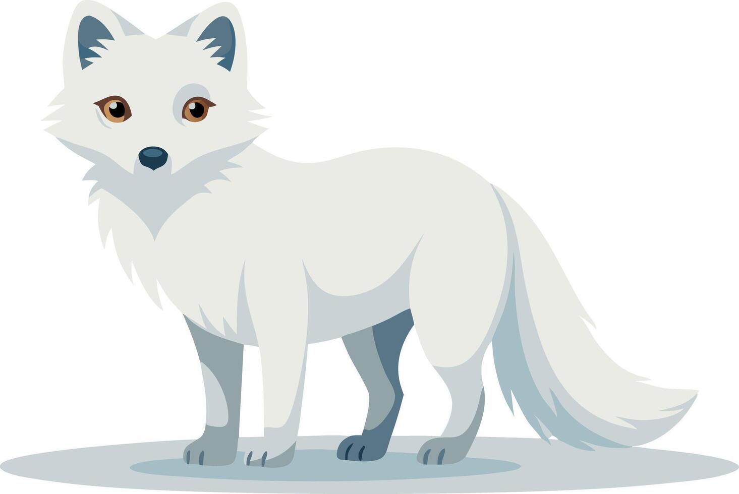 Illustration of a Standing Arctic Fox in a Winter Landscape vector