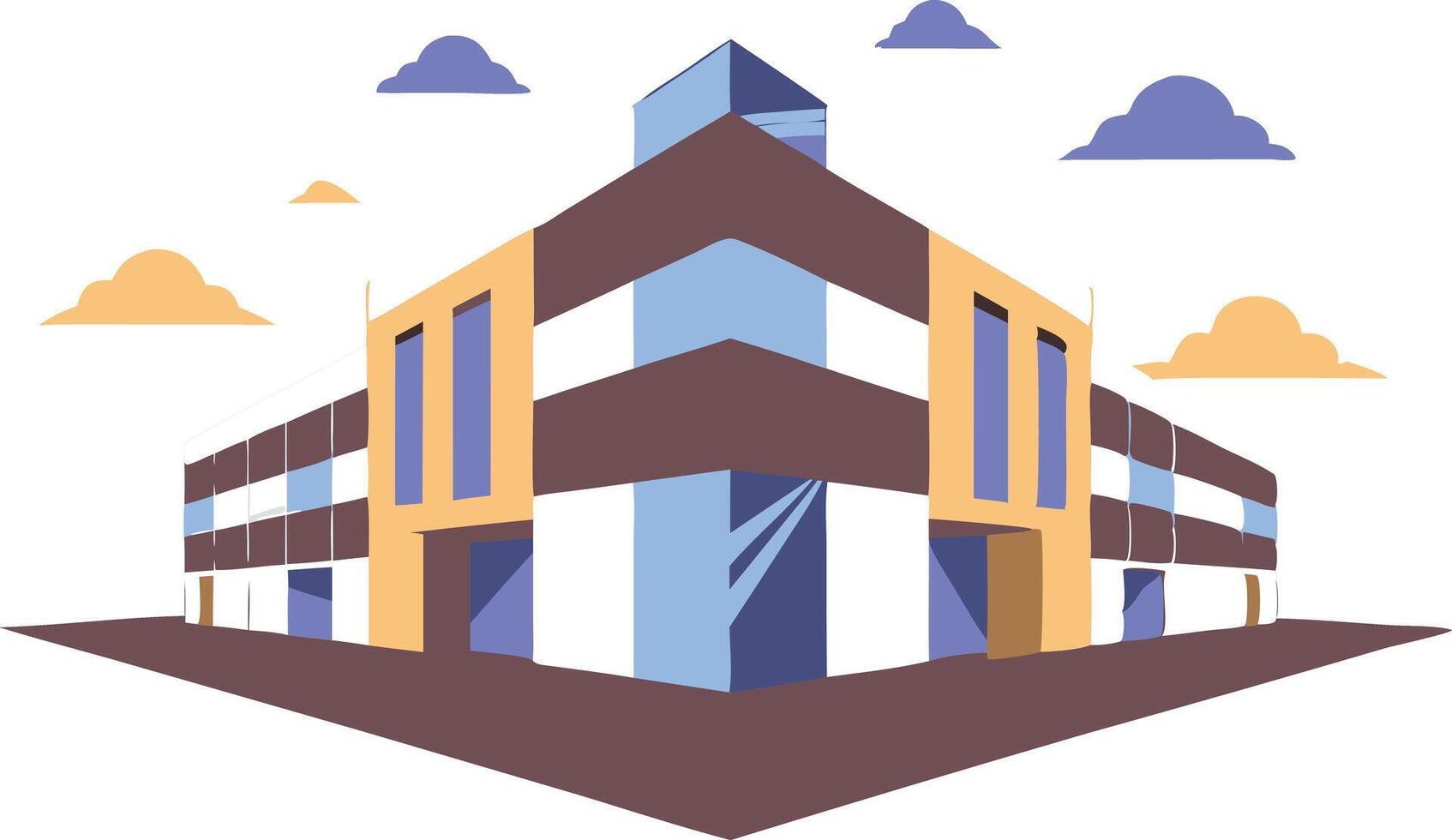 illustration of a modern building exterior with geometric design vector