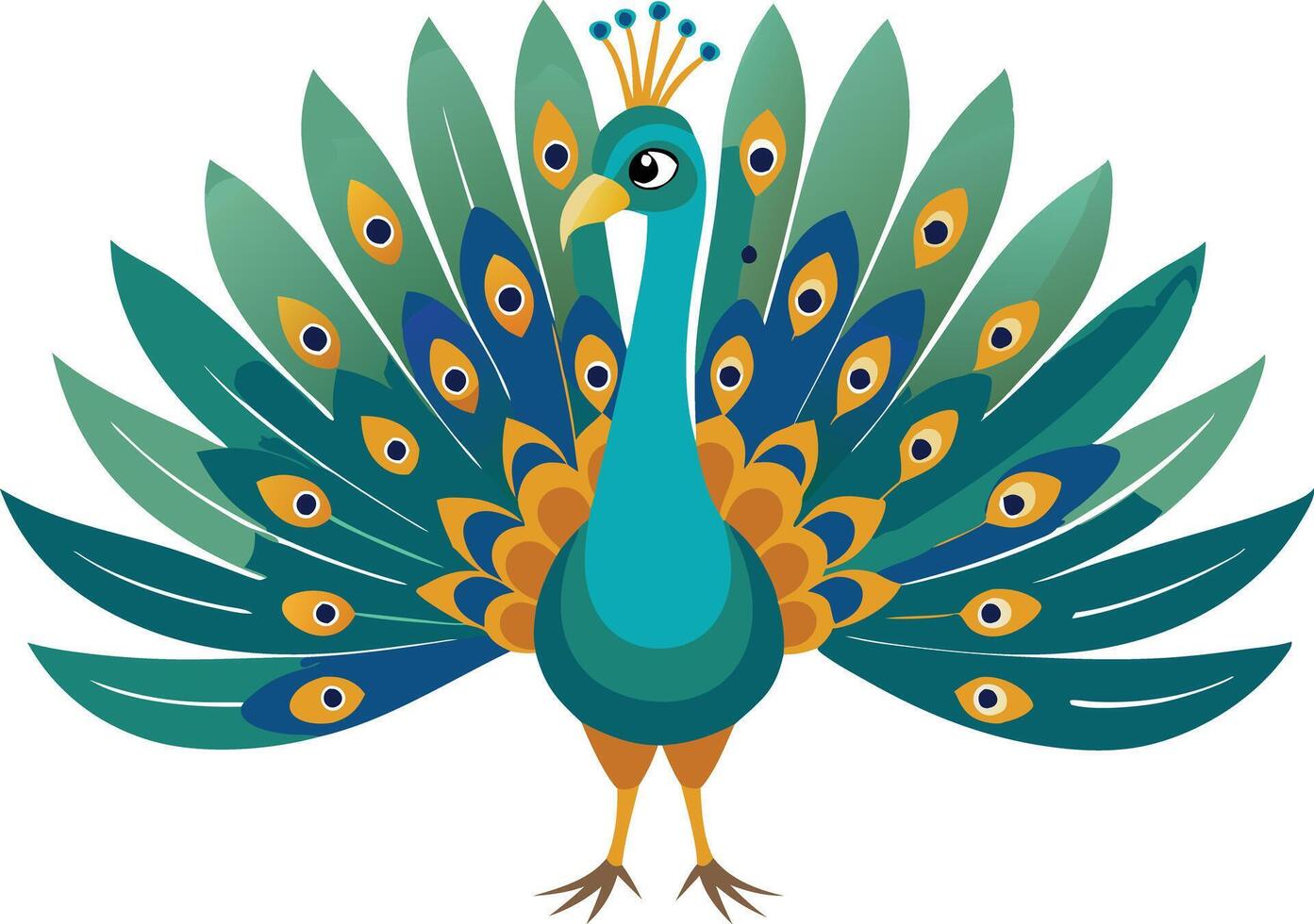 Colorful Illustration of a Peacock Displaying Its Vibrant Feathers vector
