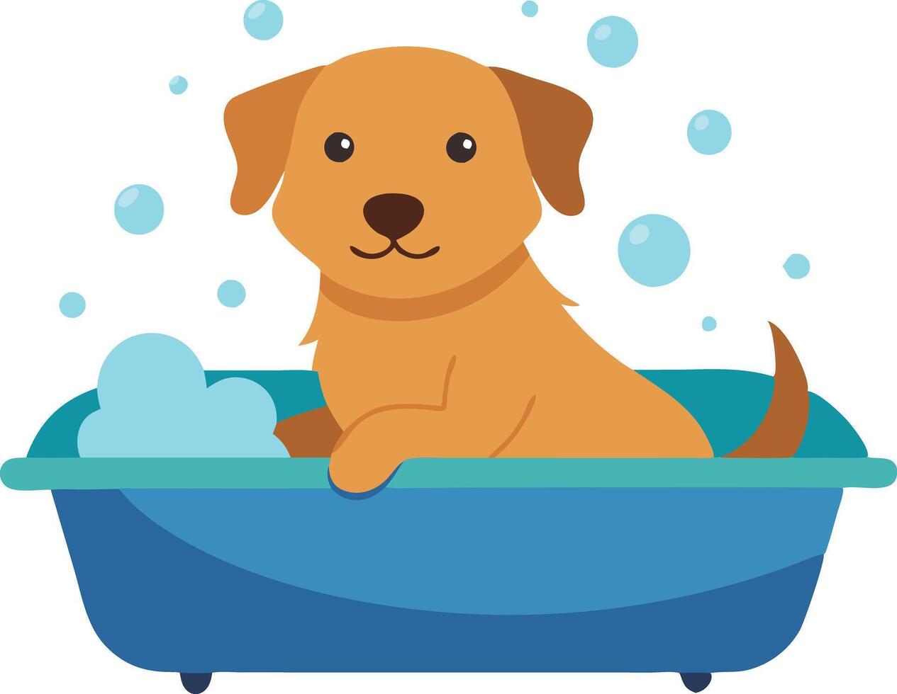 Adorable Golden Retriever Puppy Enjoys a Fun Bath vector