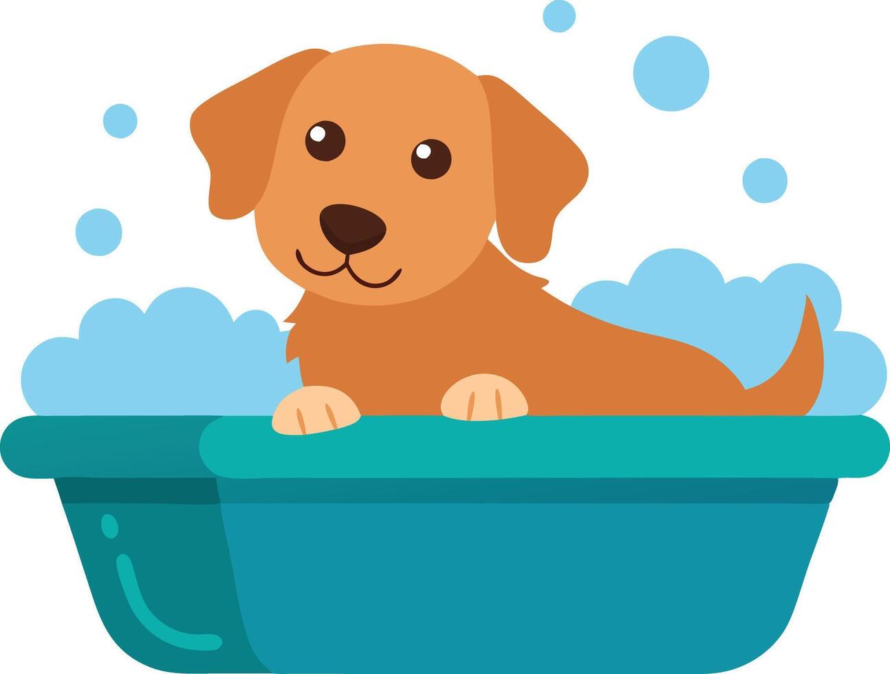 Happy Golden Retriever Enjoying a Warm Bath vector