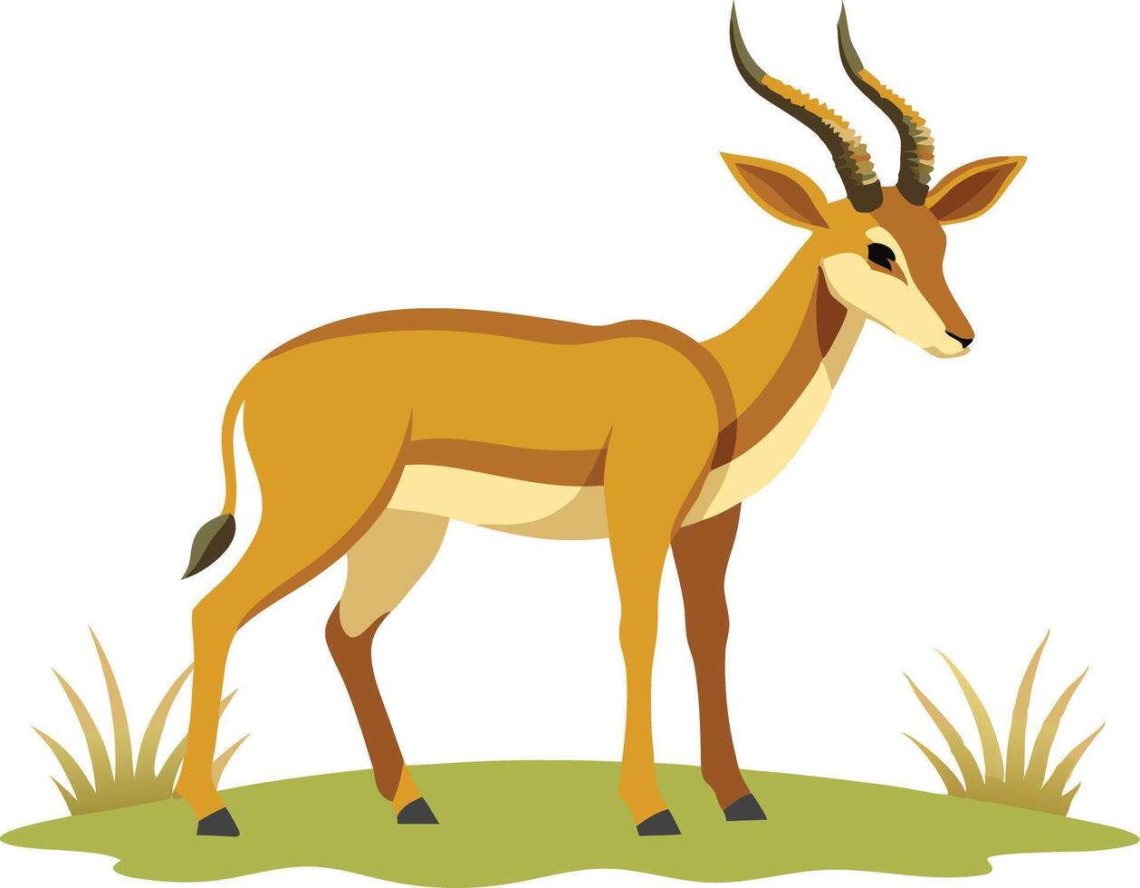 Elegant Antelope Standing Gracefully Amidst Lush Green Grass vector