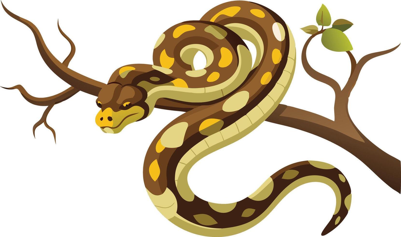 Colorful Illustration of a Snake Curled Around a Branch vector