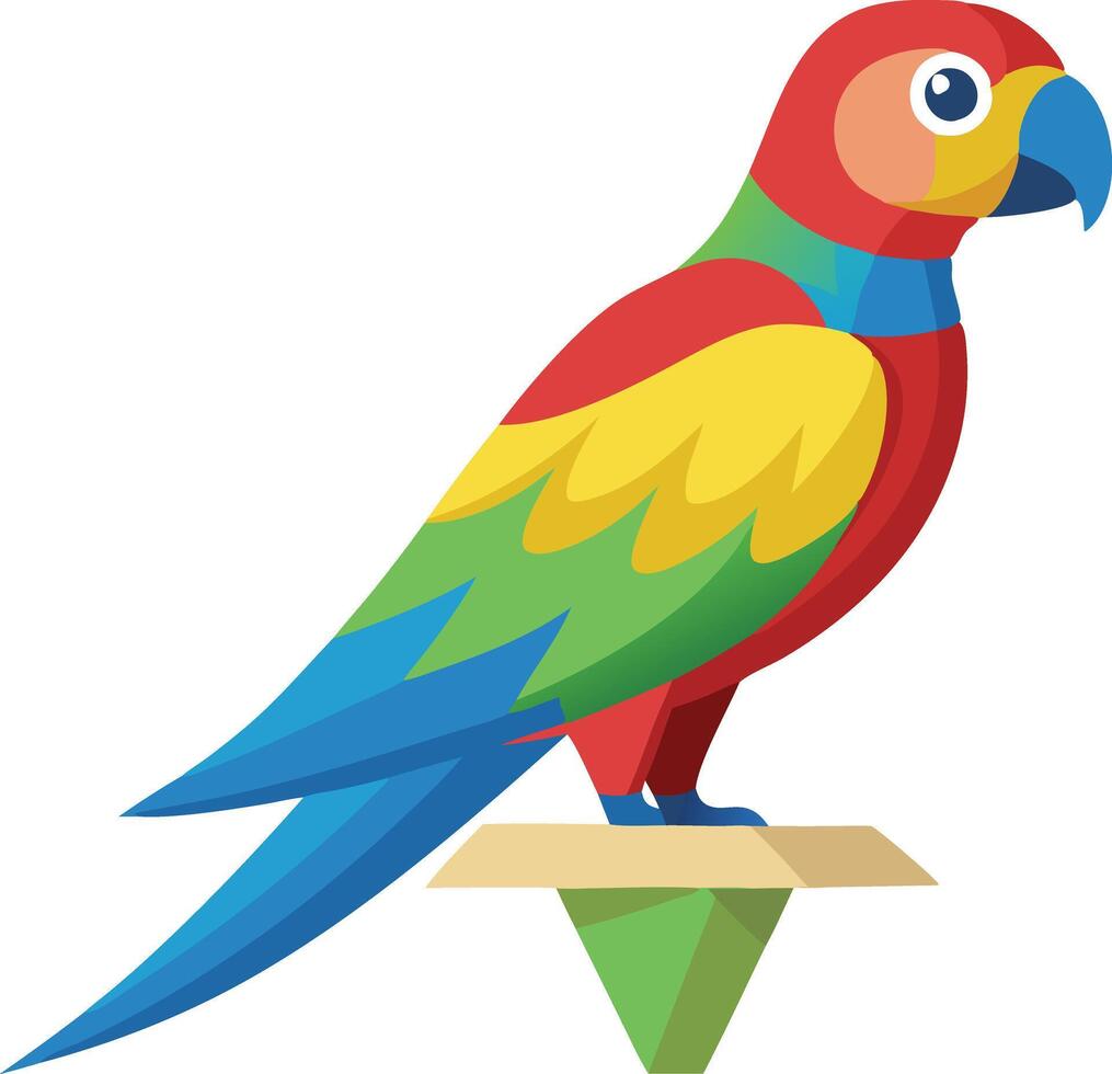 Colorful Illustration of a Parrot Perched on a Stand vector