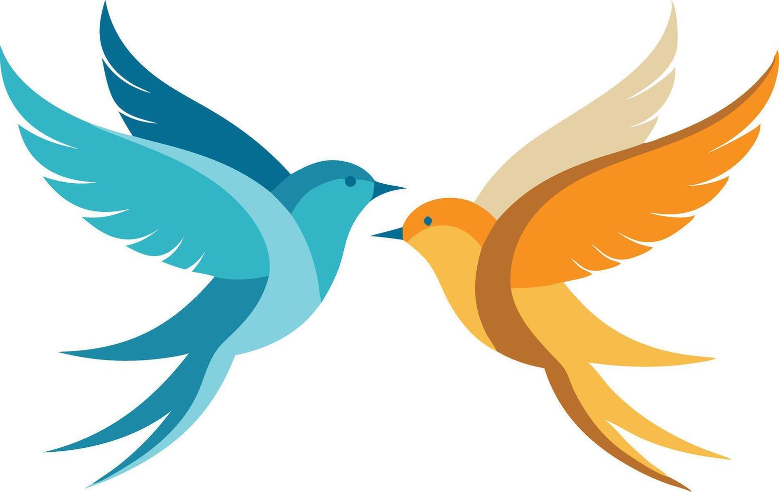 Colorful Illustration of Two Birds Engaging in Flight vector