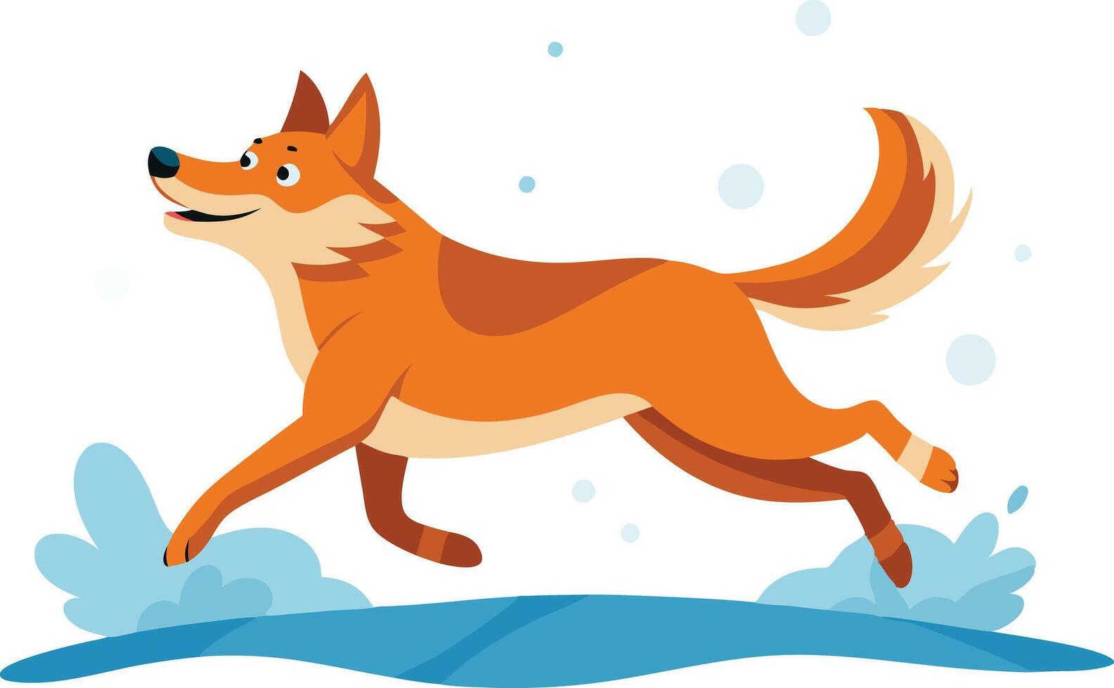 Playful Dog Enjoying a Sunny Day Running Through Splashes of Water in a Lively Outdoor Environment vector