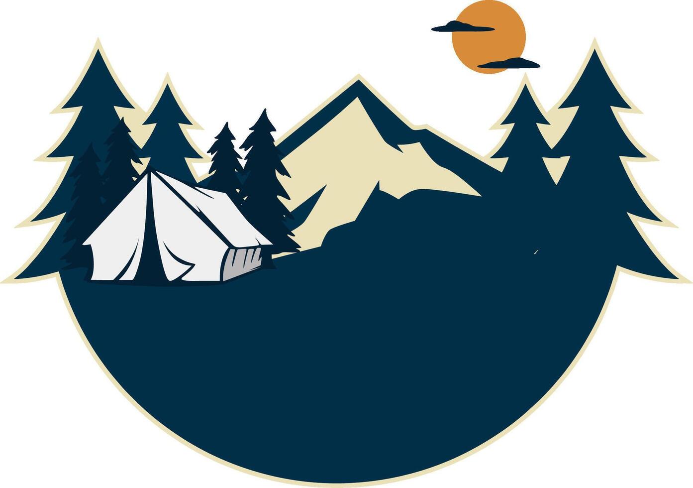 Camping logo with mountain illustration vector