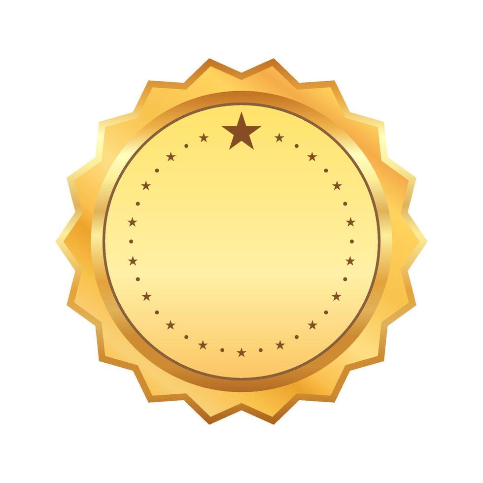 Blank golden label template isolated on white background. vector