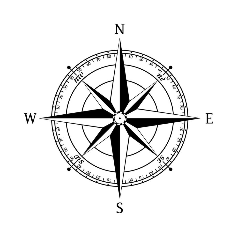 Rose winds isolated on white background. Marine navigation. vector