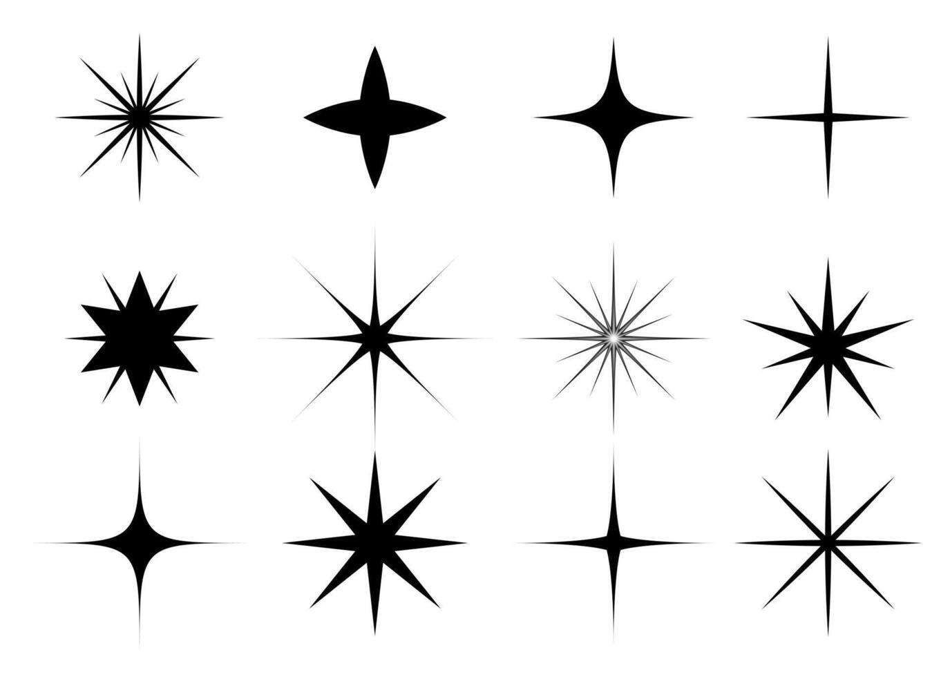 Star icon on white background. Set of bright stars for Christmas vector