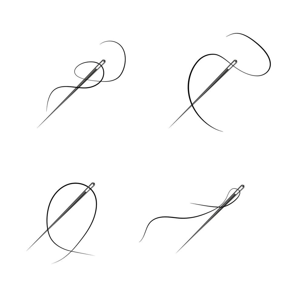 Sewing needle and thread for tailoring visuals vector