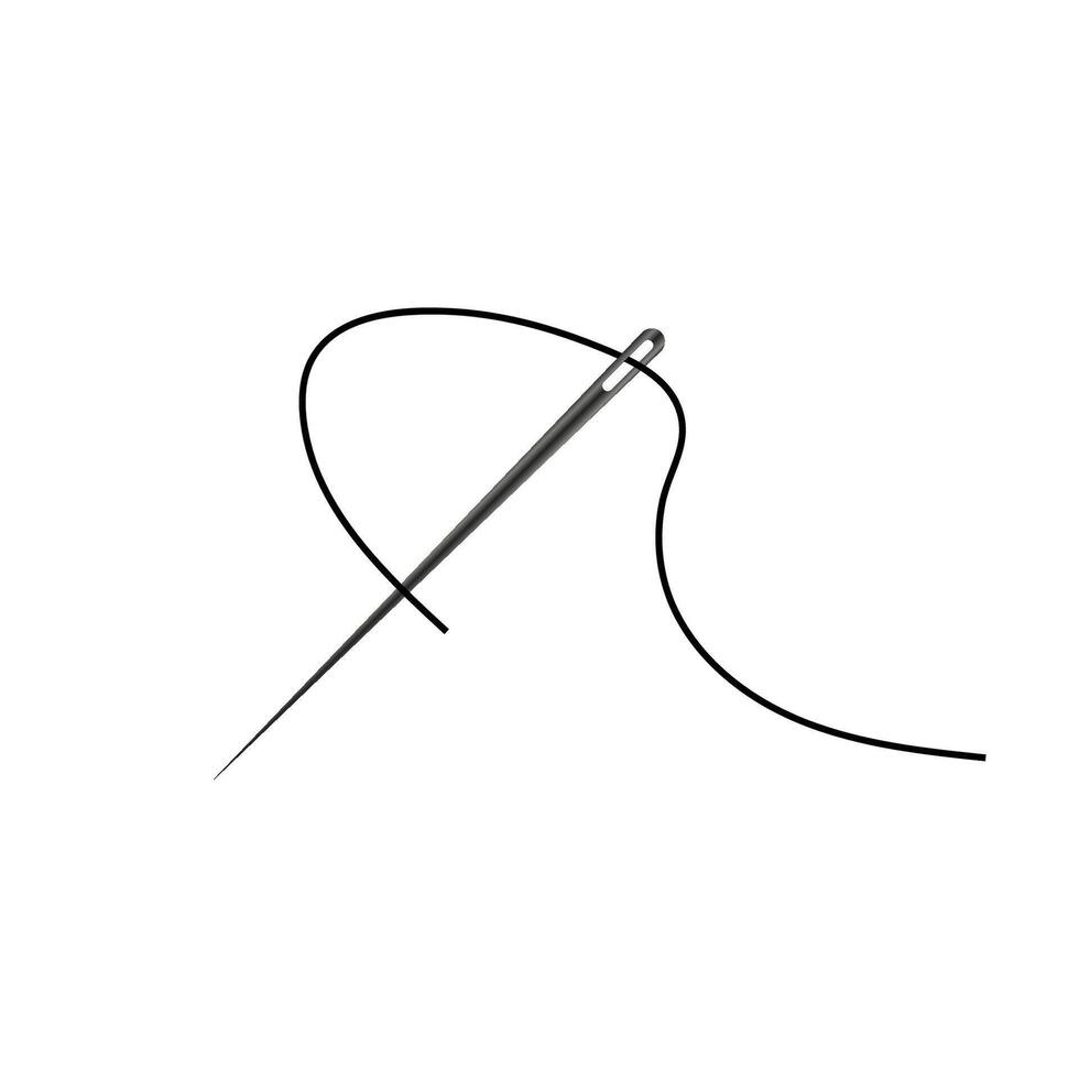 Needle with thread on white background for craft designs vector