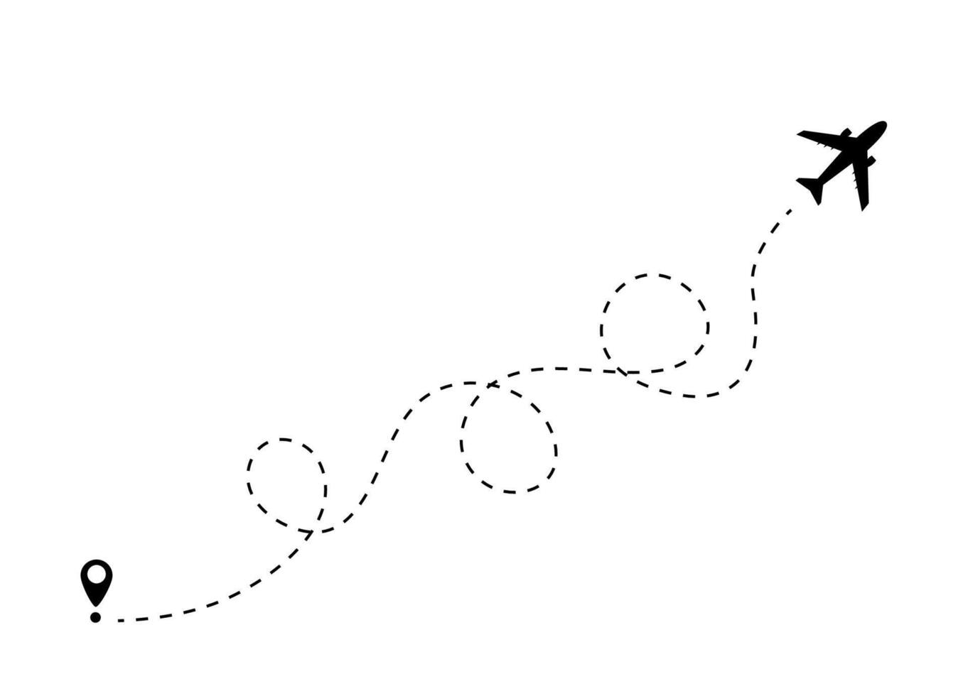 Airplane path with dashed line for tourism graphics vector