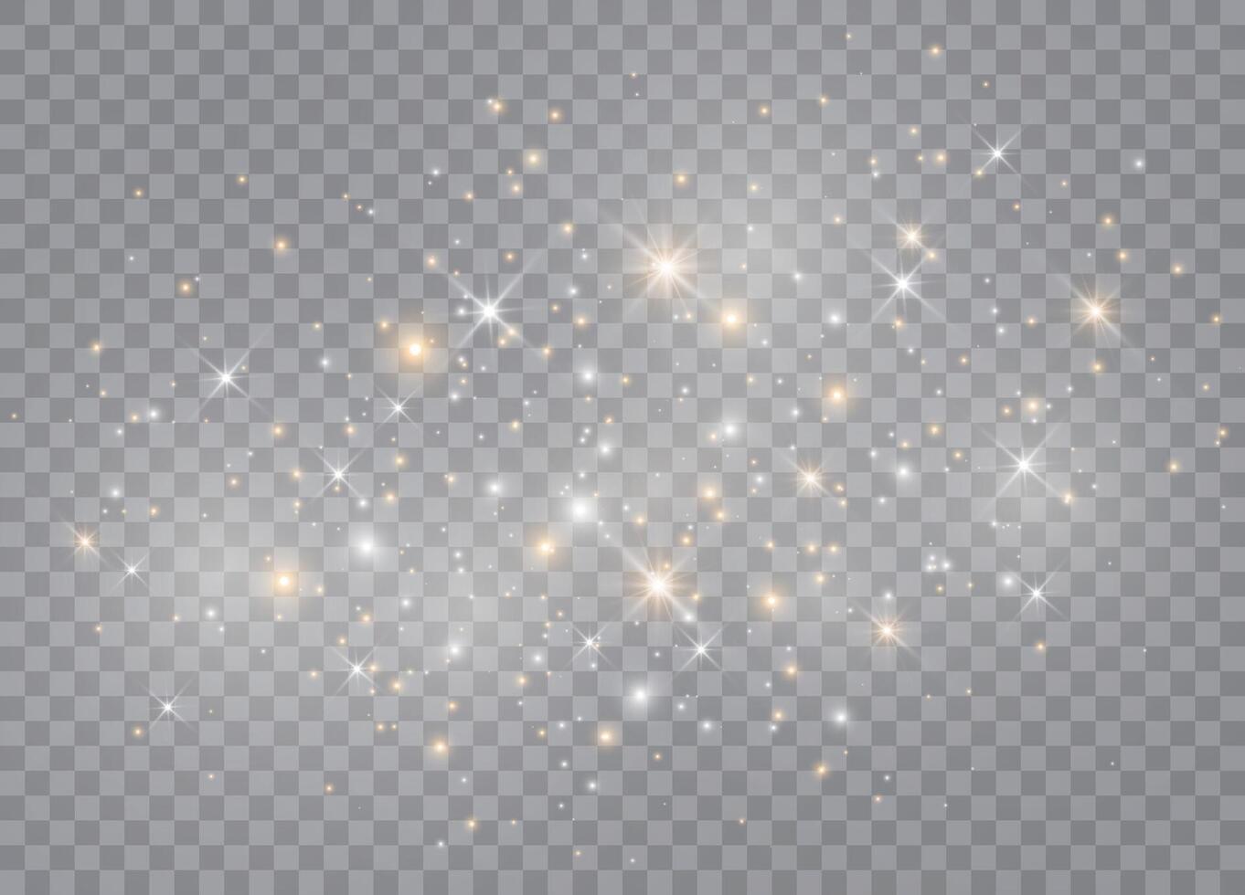 Christmas star effects with glowing light and magic dust particles vector