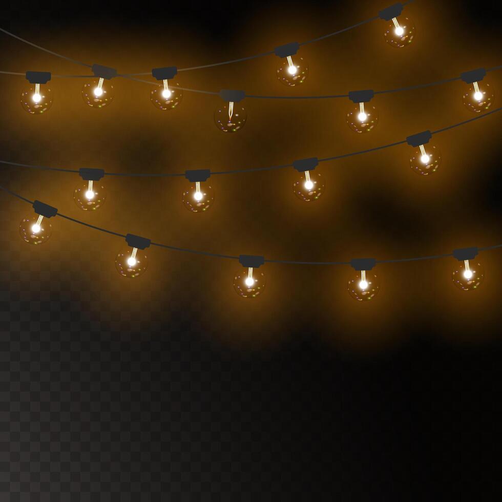 Realistic holiday light garlands for Christmas decoration vector