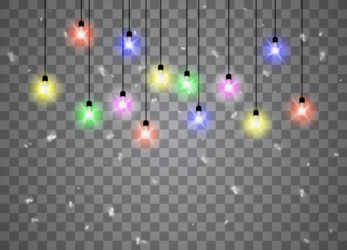 Twinkling xmas lights and garlands for seasonal decor vector