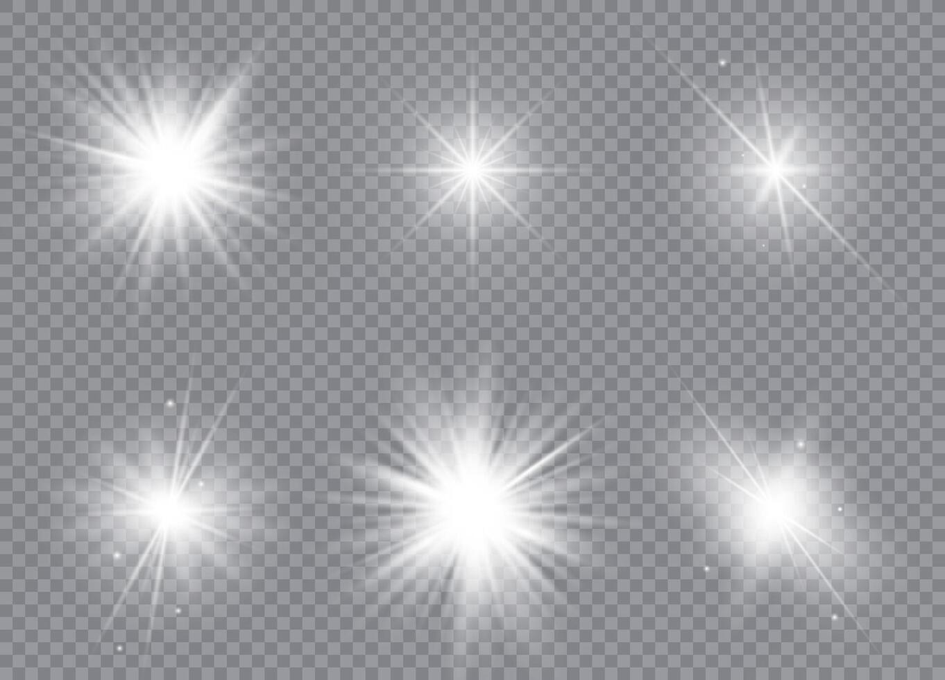 Christmas stars with bright light effects and sparkling particles vector