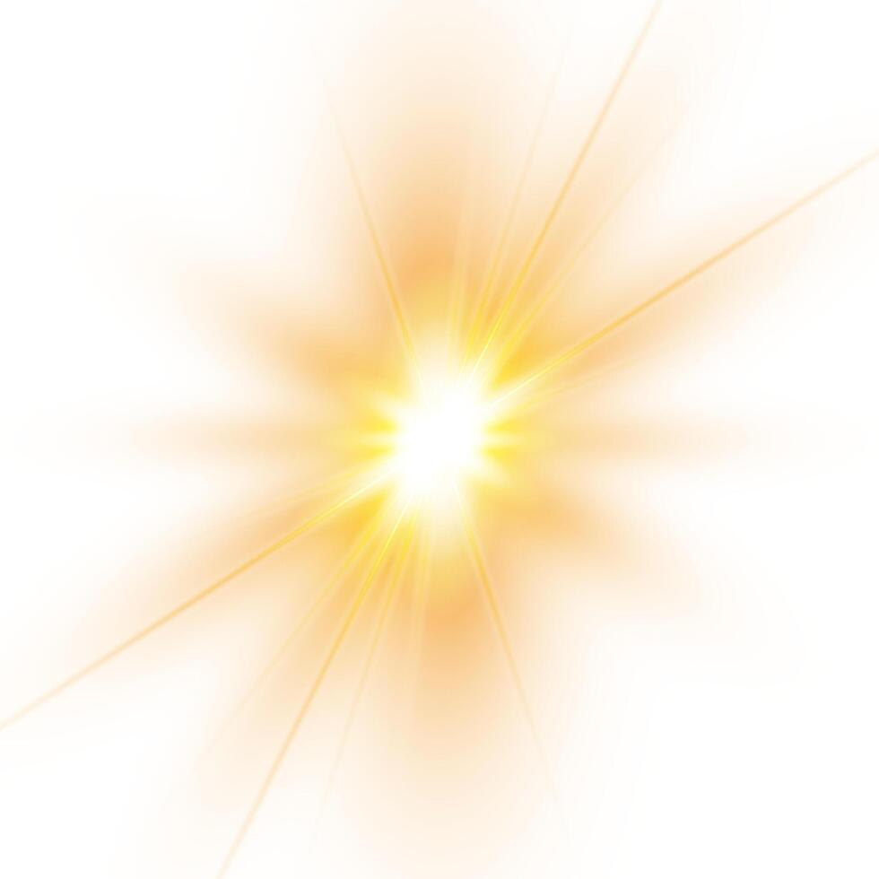 Bright sun flash with soft glow and glitter on white vector