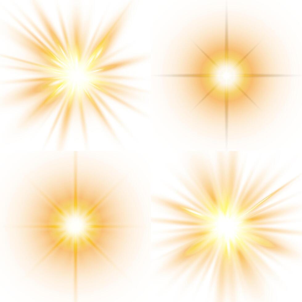 Yellow sun flash with gentle glow and sparkles vector