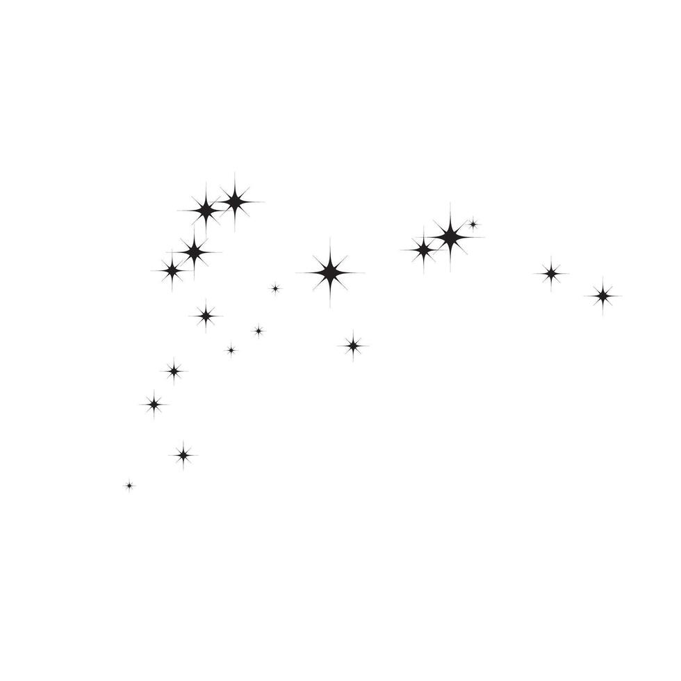 Black stars on a white background. Illustration of flying shiny stars. Decorative element for your design. vector