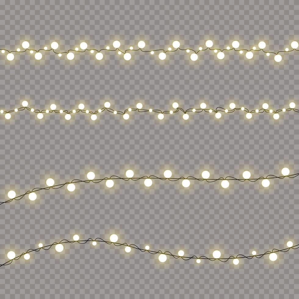 Christmas garlands and twinkling lights for holiday decor vector