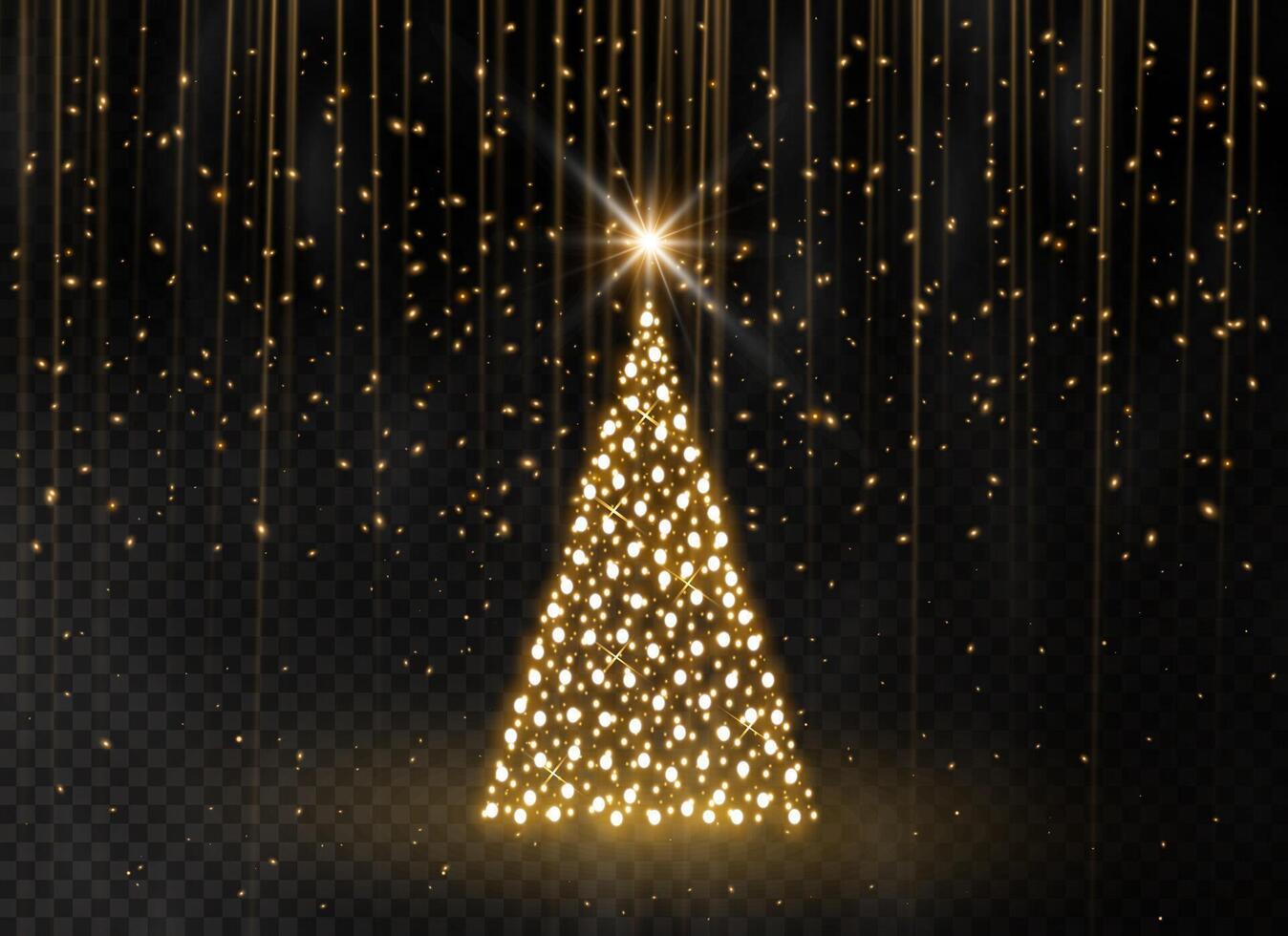 Christmas tree. Xmas light garlands for holiday card and banner design vector