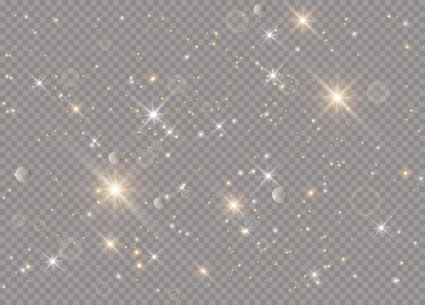 Bright stars and glowing light bursts with sparkling particles vector