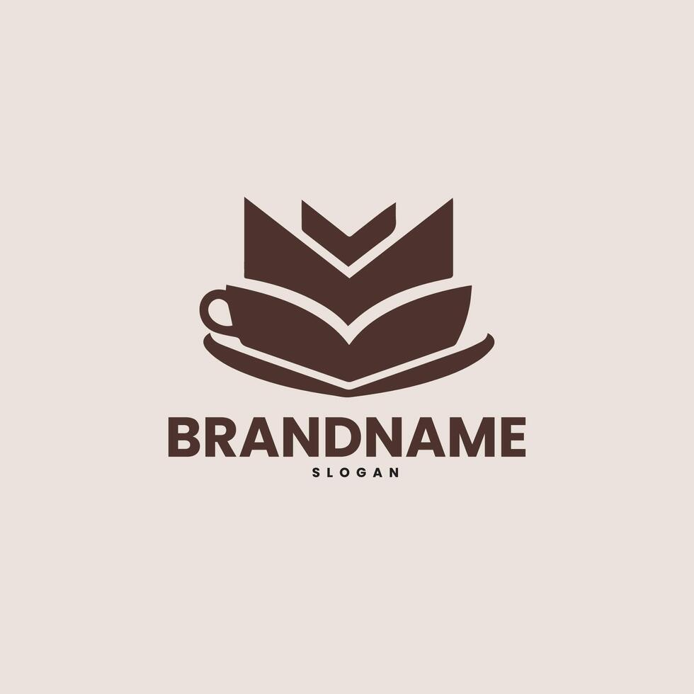 A minimalistic logo with a book cafe theme vector
