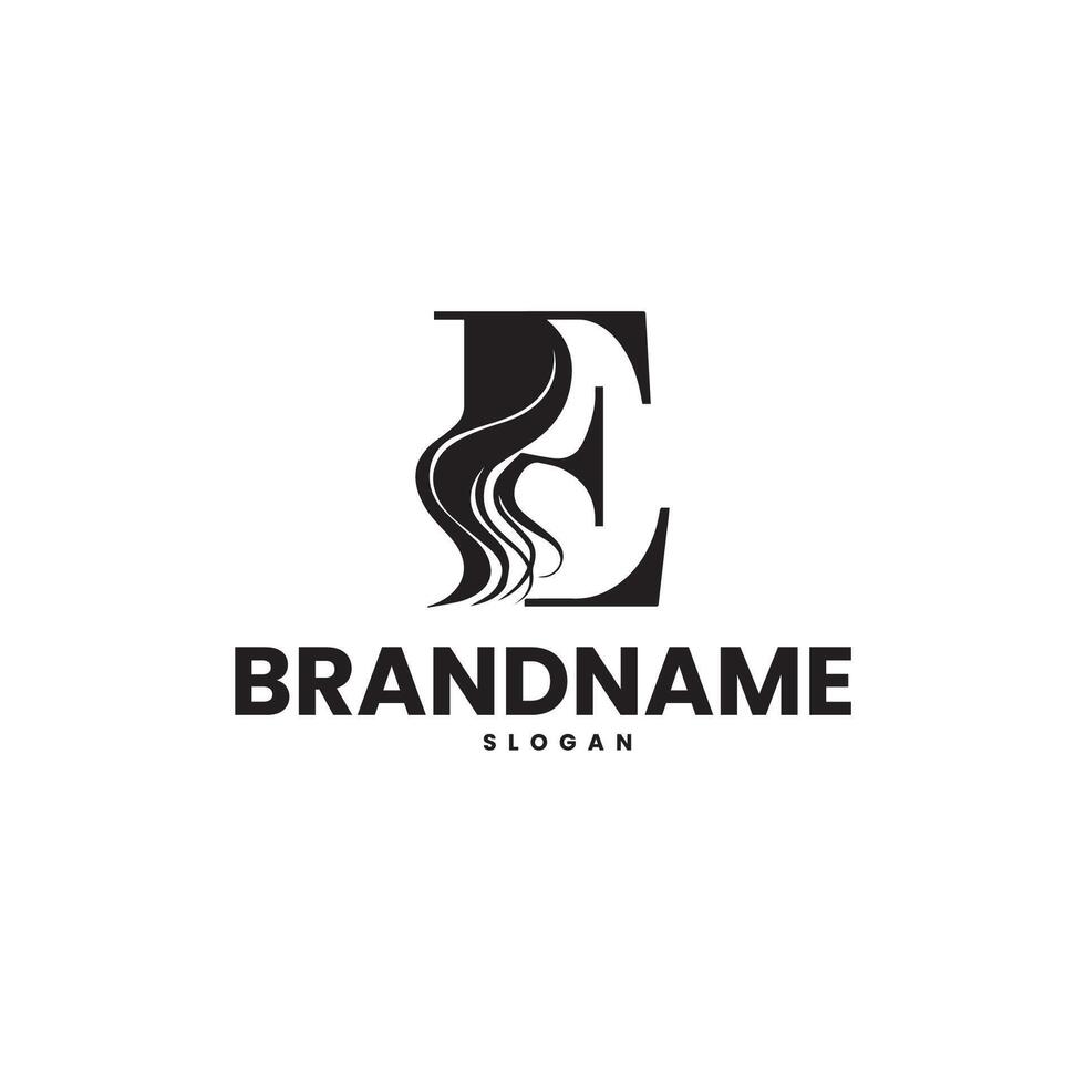 spa center logo design template with the letter e and a women's face vector