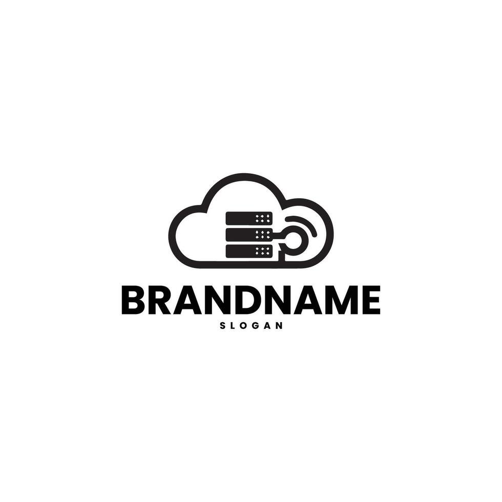 logo with a stylized cloud containing a server vector