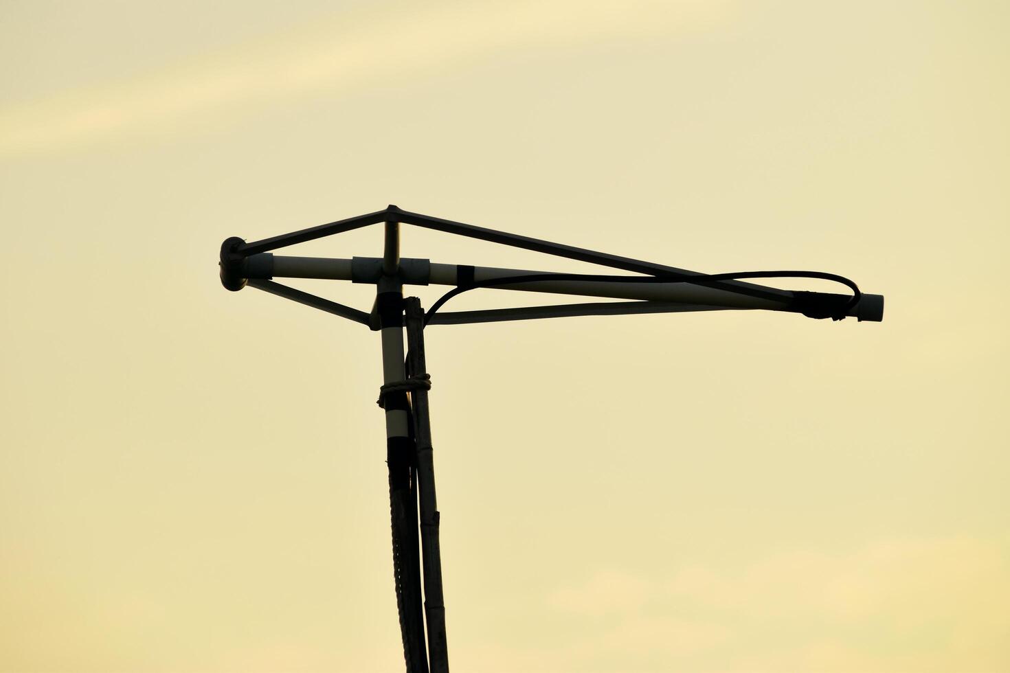 The TV antenna uses a paralon pipe installed on the roof top photo