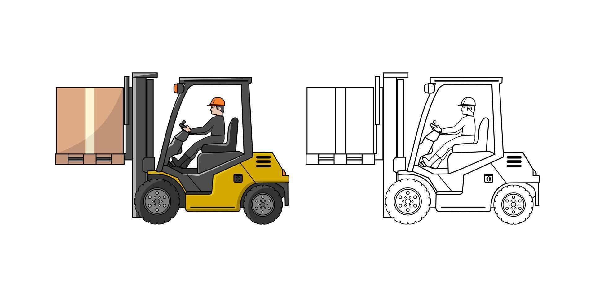 Forklift Vehicle With Driver Cartoon Design Illustration vector