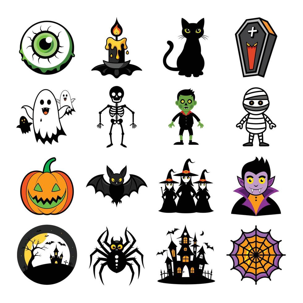 Halloween bundle icons set vector
