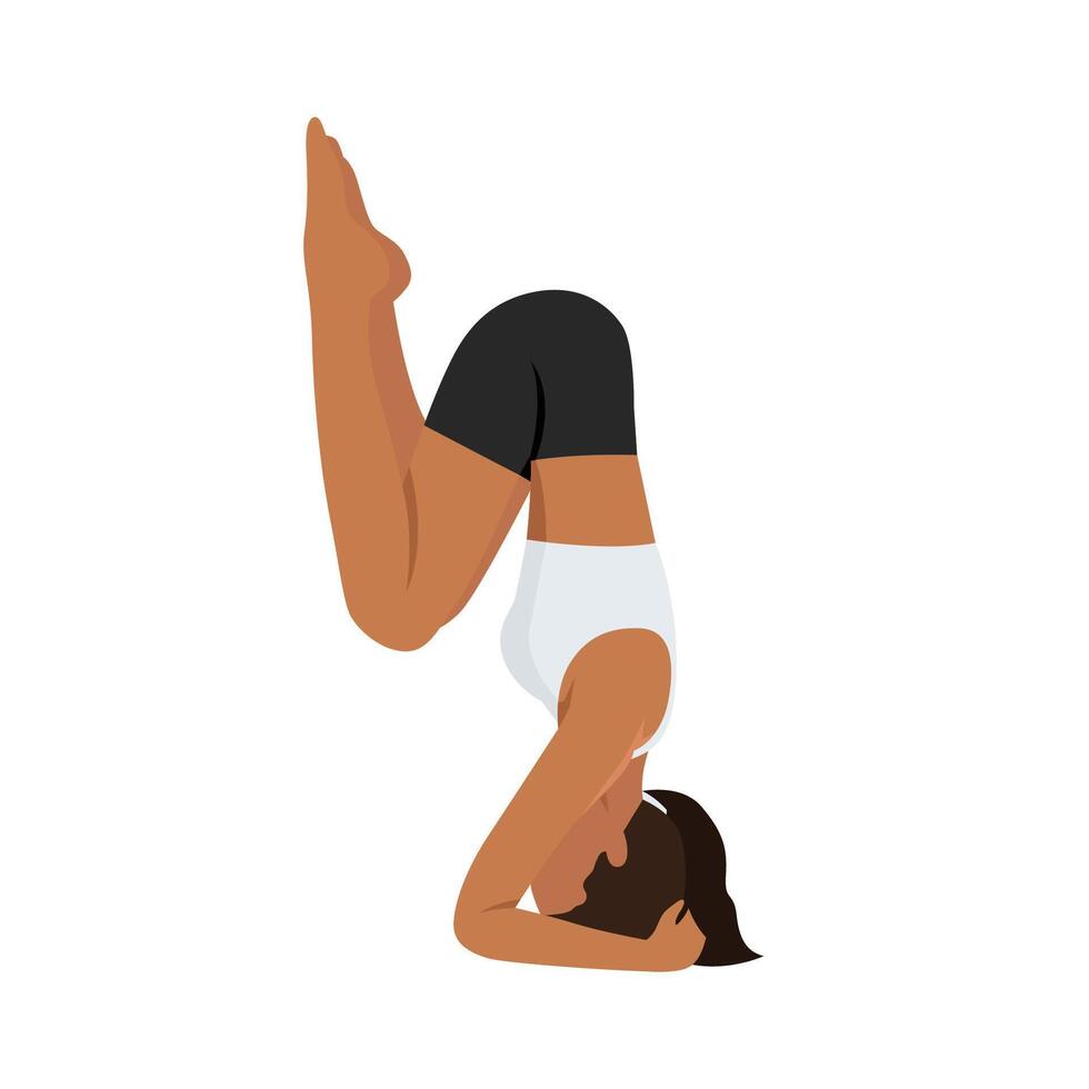 Young woman doing Squeezing Pose or Akunchanasana yoga exercise. vector